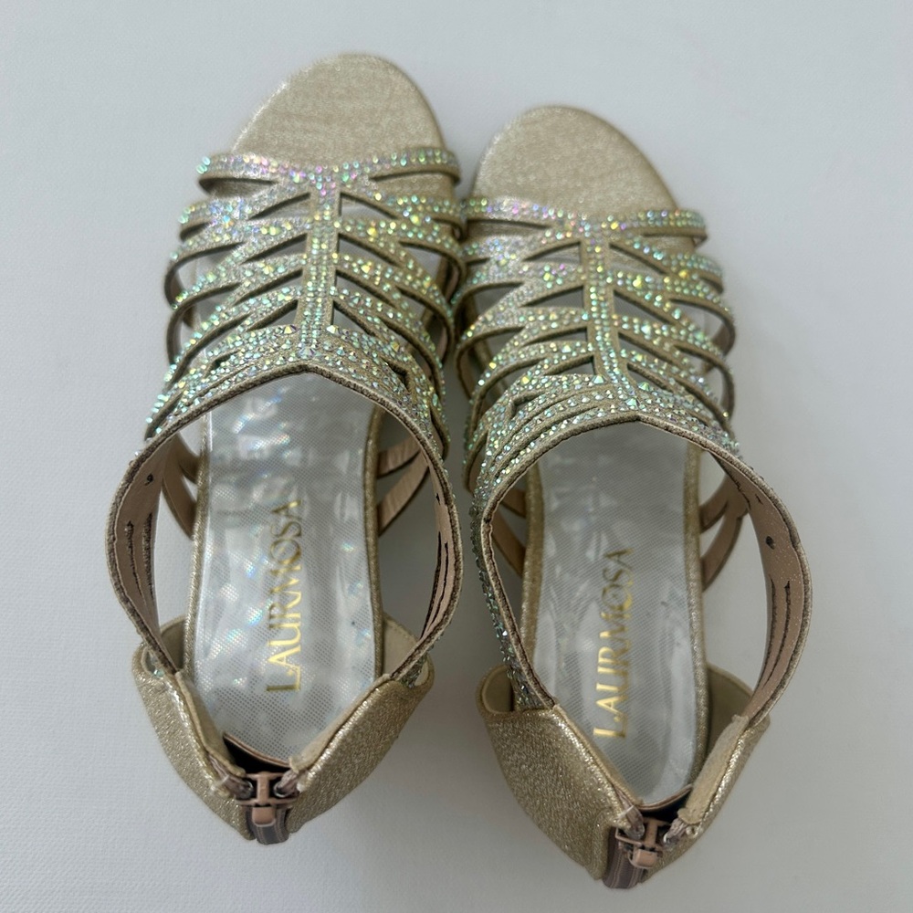 Laurmosa girl’s sandals gold high heels formal shoes.  Size 3. - Picture 9 of 11